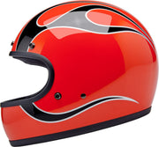 Biltwell Gringo Flames Helmet Black Gloss Orange Full Face Each