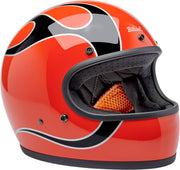 Biltwell Gringo Flames Helmet Black Gloss Orange Full Face Each