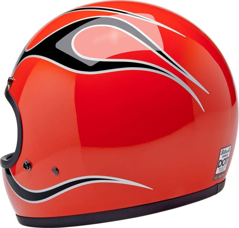 Biltwell Gringo Flames Helmet Black Gloss Orange Full Face Each