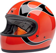 Biltwell Gringo Flames Helmet Black Gloss Orange XL Full Face