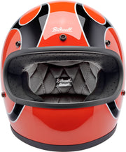 Biltwell Gringo Flames Helmet Black Gloss Orange XL Full Face Each