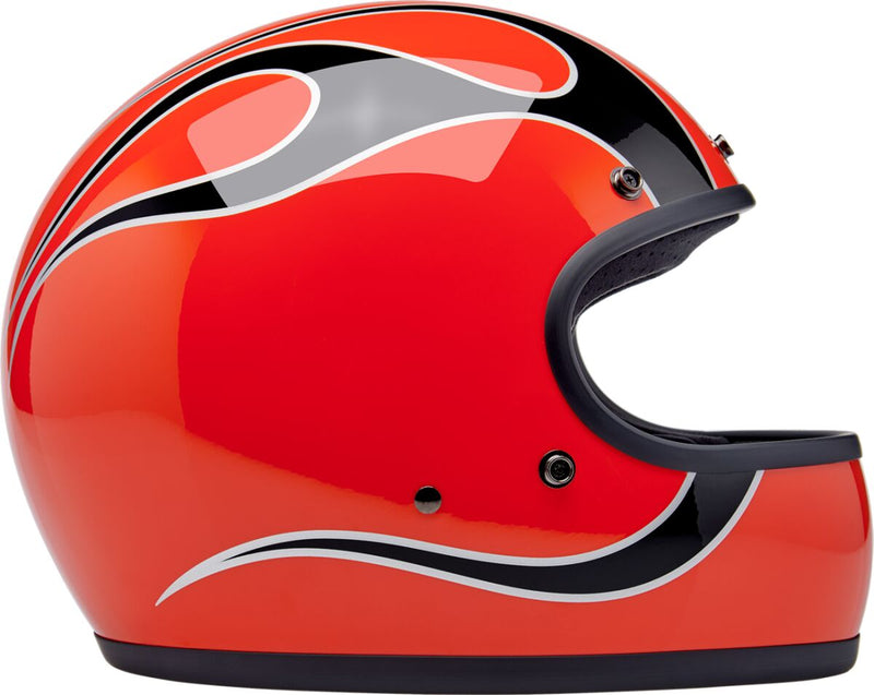 Biltwell Gringo Flames Helmet Black Gloss Orange XL Full Face Each