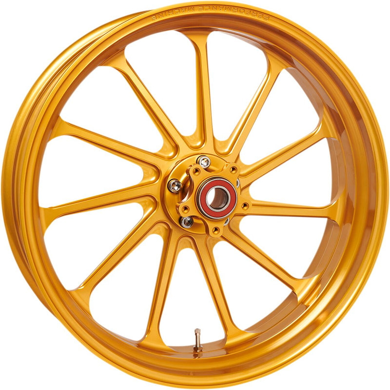 Performance Machine Assault Wheel - Aluminum, Forged, Each - Gloss / Gold / Machined for Harley-Davidson Touring & Trike 2008-2025