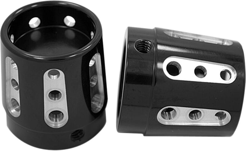 Avon Grips Front Axle Nut Cover - Aluminum, Pair, Gatlin - Anodized / Black for Harley-Davidson Touring, Softail & Dyna 2007-2024