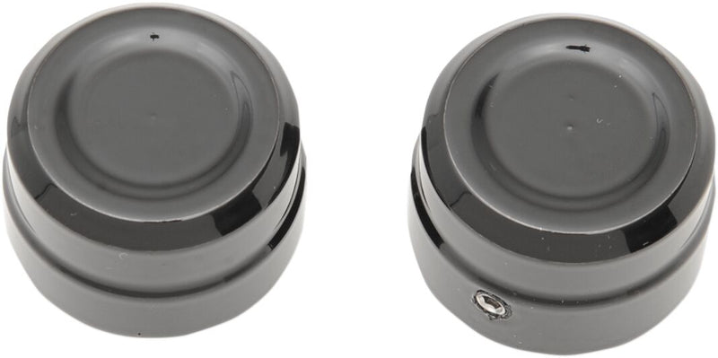 Drag Specialties Billet Axle Caps - Aluminum, Pair - Black / Semi-Gloss for Harley-Davidson Sportster 2008-2022