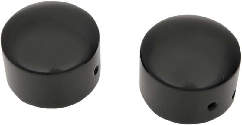 Drag Specialties Axle Caps - Aluminum, Pair - Black / Gloss for Harley-Davidson Touring, Softail, Sportster & Dyna 2008-2024