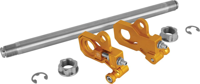 Performance Machine Axle Adjuster Kit - Steel - Anodized / Gold / Zinc Finish for Harley-Davidson Touring & Trike 2009-2025