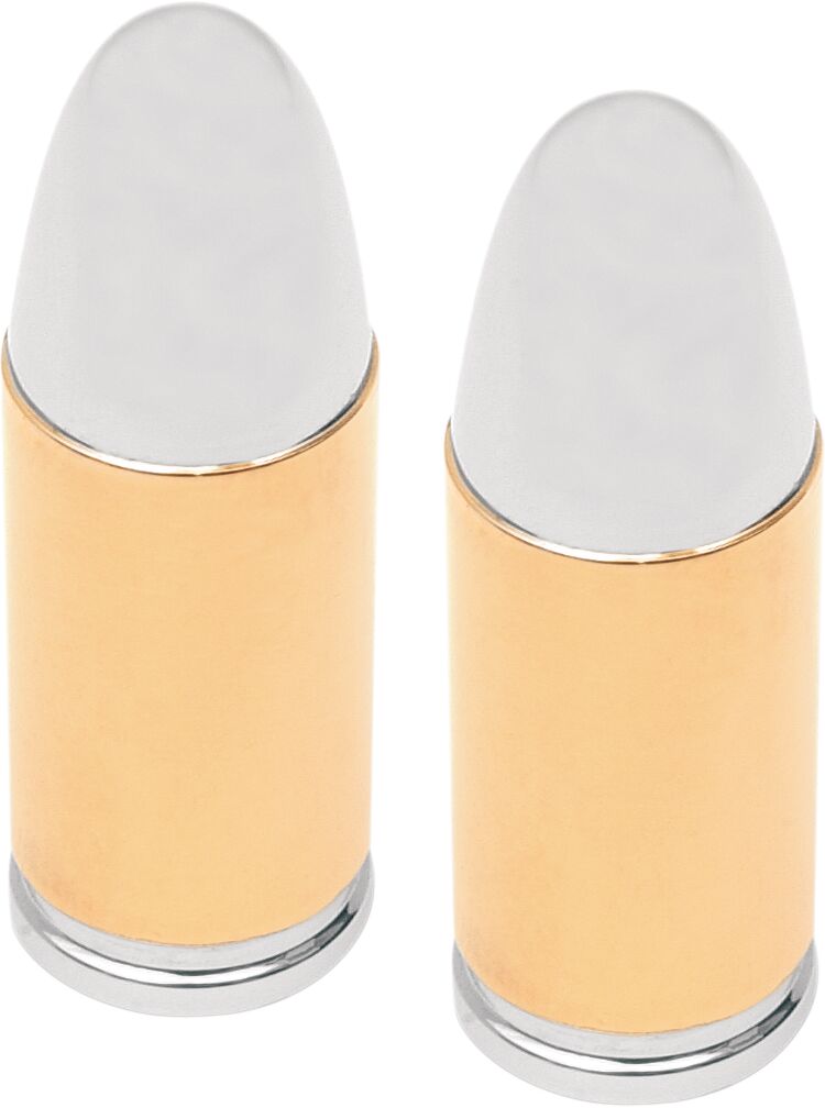 Drag Specialties .38 Special Valve Stem Cap - Die Cast, Pair - Chrome / Gold