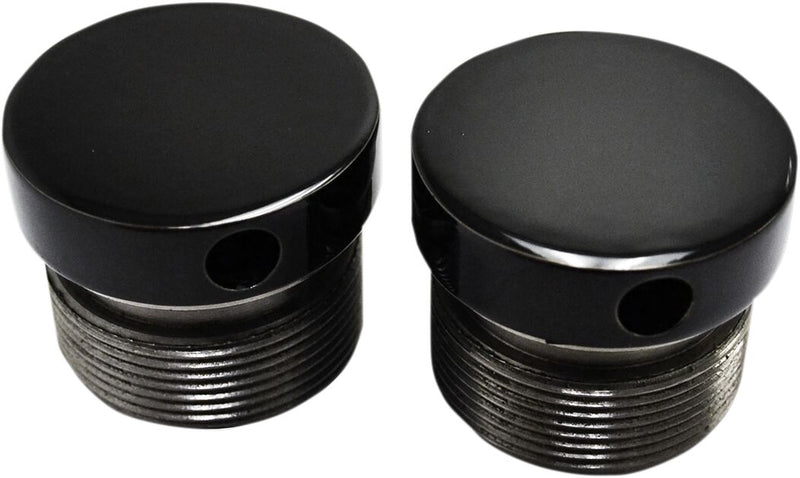 LA Choppers Flush-mount Fork Caps - Pair, Billet Aluminum - Black for Harley-Davidson Sportster, Dyna & FXR 1957-2016