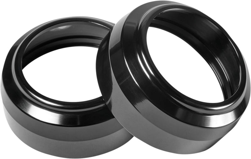 Performance Machine Fork Dust Caps - Billet Aluminum, Pair - Anodized / Black for Harley-Davidson Softail & Dyna 2006-2020