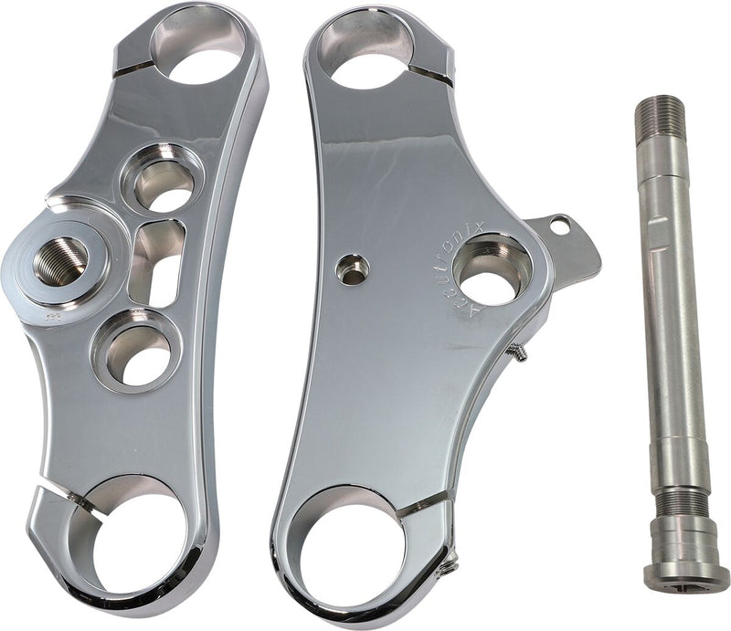 Accutronix Elite 49 Triple Tree - Kit, Raked, Aluminum - Chrome for Harley-Davidson Dyna 2006-2017
