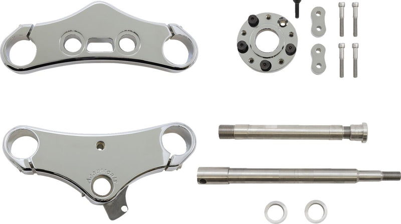Accutronix 49 Mm Wide Glide Triple Tree Conversion Kit - Each, Aluminum - Chrome for Harley-Davidson Dyna 2008-2017