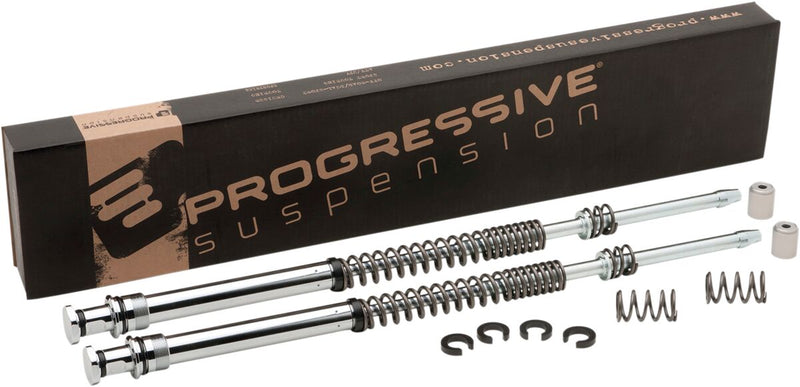 Progressive Suspension Monotube Cartridge Fork Kit - Progressive Suspension Monotube FORK Lowering KIT - Black / Chrome for Harley-Davidson Touring & Trike 1996-2013