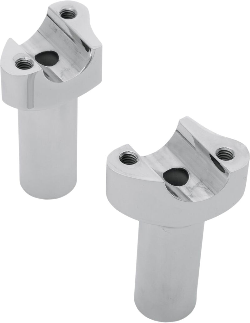 Drag Specialties Forged Aluminum Handlebar Risers - Pair, Straight, 6061-T6 Aluminum - Chrome