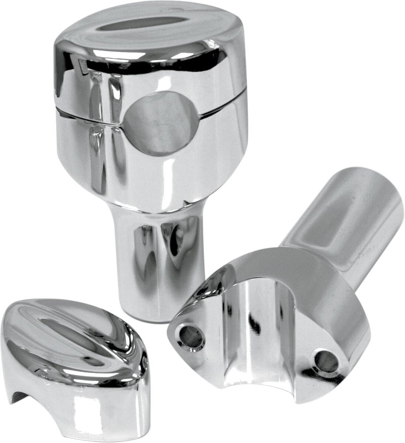 LA Choppers Hefty Smooth Handlebar Risers for 1-1/4" Handlebars - Pair, Aluminum, Hefty /  Mohawk - Chrome for HONDA, KAWASAKI & other models 1998-2025