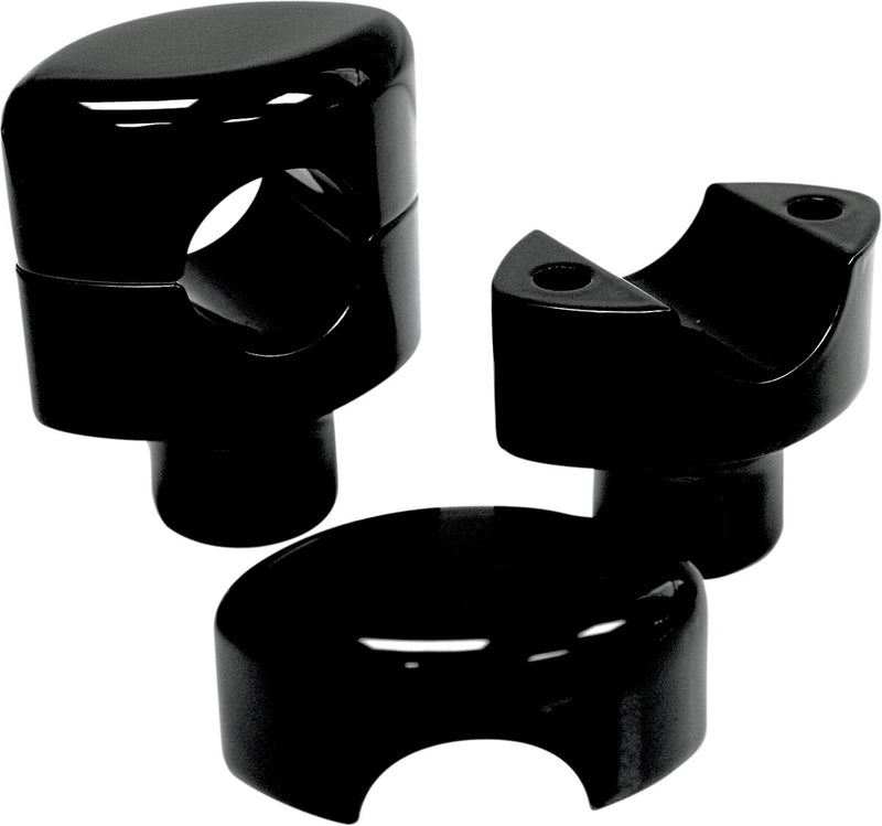 LA Choppers Hefty Smooth Handlebar Risers for 1-1/4" Handlebars - Pair, Aluminum, Smooth /  Straight - Black / Gloss for HONDA, KAWASAKI & other models 1998-2025