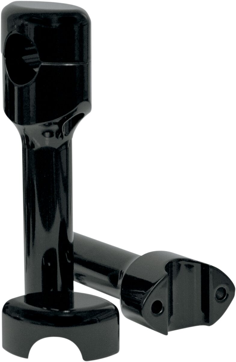 LA Choppers Hefty Smooth Handlebar Risers for 1-1/4" Handlebars - Pair, Aluminum, Smooth /  Straight - Black / Gloss for HONDA, KAWASAKI & other models 1998-2025