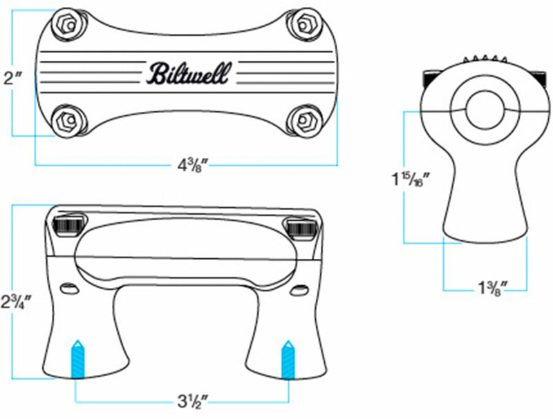 Biltwell Polished 1 1/2 in. Thunder Handlebar Risers