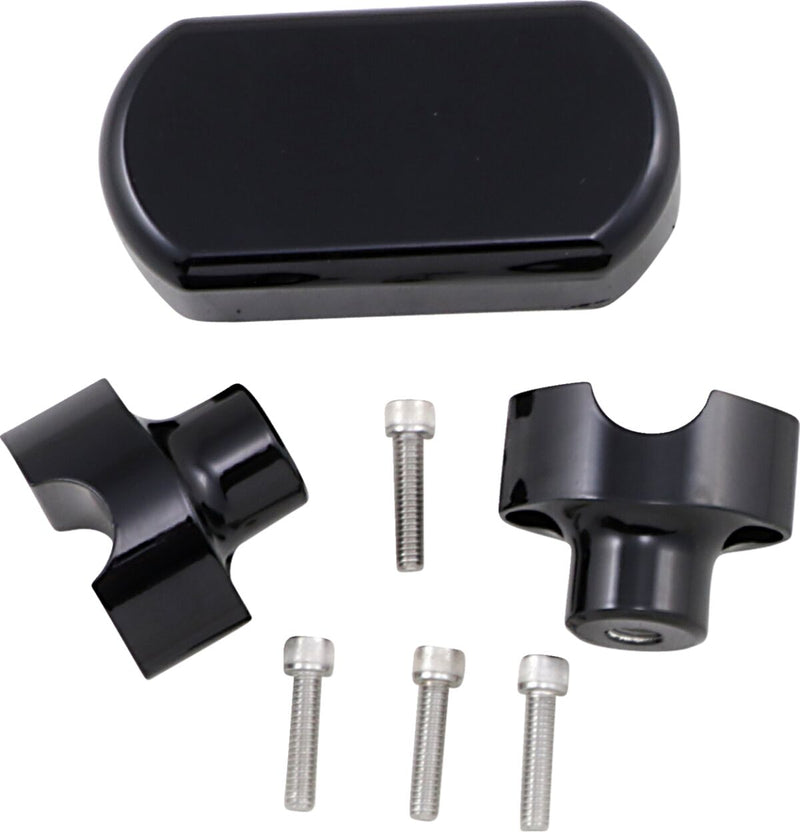 LA Choppers Solid Handlebar Riser & Top Clamp Kit - Straight, Billet Aluminum, Set - Black / Gloss for Harley-Davidson Softail, Sportster & Dyna 1952-2018