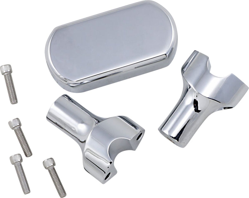 LA Choppers Solid Handlebar Riser & Top Clamp Kit - Billet Aluminum, Straight, Set - Chrome for Harley-Davidson Softail, Sportster & Dyna 1952-2018