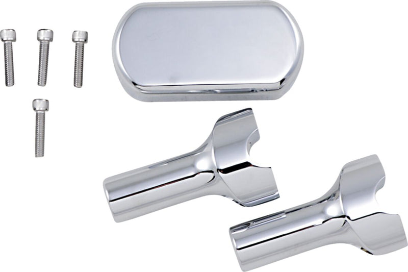 LA Choppers Solid Handlebar Riser & Top Clamp Kit - Straight, Set, Billet Aluminum - Chrome for Harley-Davidson Softail, Sportster & Dyna 1952-2018