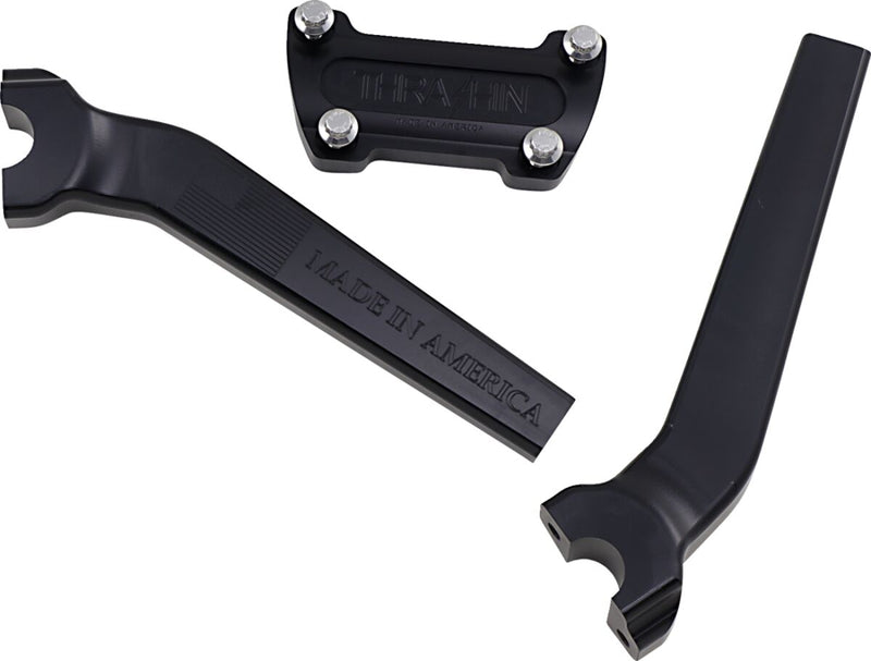 Thrashin' Supply Co. Handlebar Risers - Kit, Billet Aluminum, Pullback - Anodized / Black for Harley-Davidson Touring, Softail, Sportster & Dyna 1973-2025