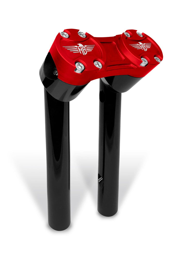 Heinz Bikes Clubstyle Pullback Riser - Billet Aluminum, Kit - Black / Red for Harley-Davidson Softail, Sportster, Dyna & FXR 1970-2024