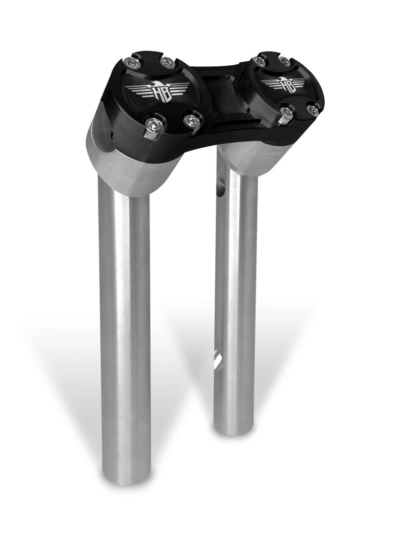 Heinz Bikes 10 Inch Clubstyle Pullback Risers In Silver With Black Top Clamp For 1 Inch Handlebars