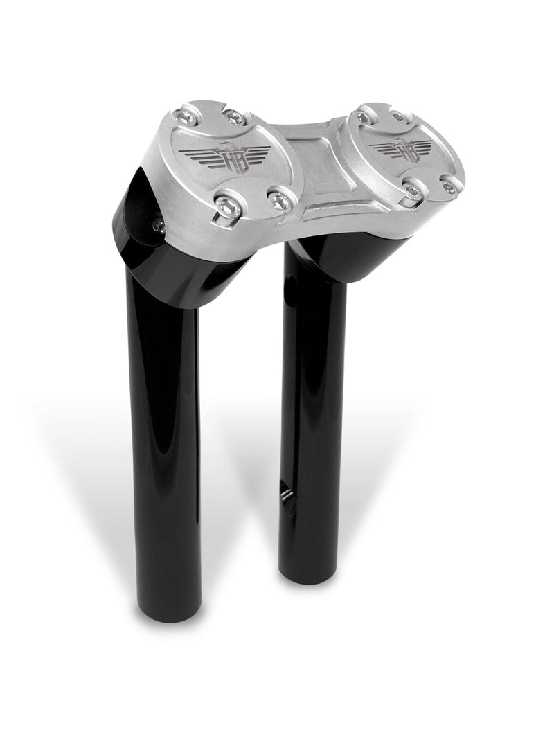 Heinz Bikes Clubstyle Pullback Riser - Kit, Billet Aluminum - Black / Silver for Harley-Davidson Softail, Sportster, Dyna & FXR 1970-2024