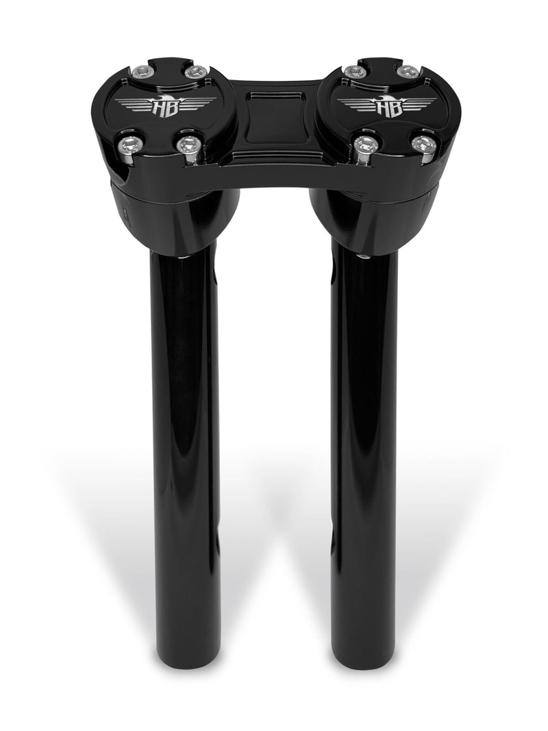 Heinz Bikes 10 Inch Clubstyle Pullback Risers In Black With Black Top Clamp For 1 1/4 Inch Handlebars