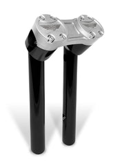 Heinz Bikes 10 Inch Clubstyle Pullback Risers In Black With Silver Top Clamp For 1 1/4 Inch Handlebars