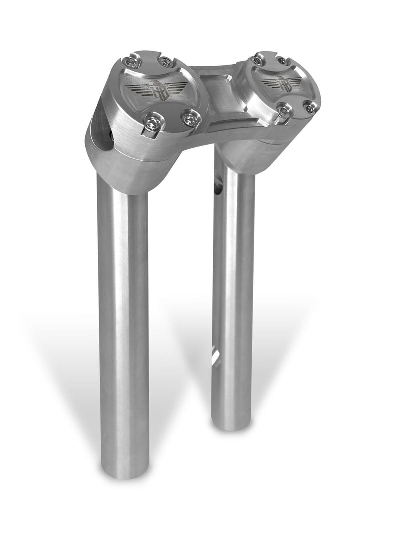 Heinz Bikes 10 Inch Clubstyle Pullback Risers In Silver With Silver Top Clamp For 1 1/4 Inch Handlebars