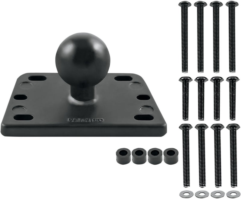 RAM Mounts Brake/Clutch Reservoir Cover Mount Base with 1" Ball Black Powder-Coated Rectangle Mounting Aluminium Kit #RAM-B-345