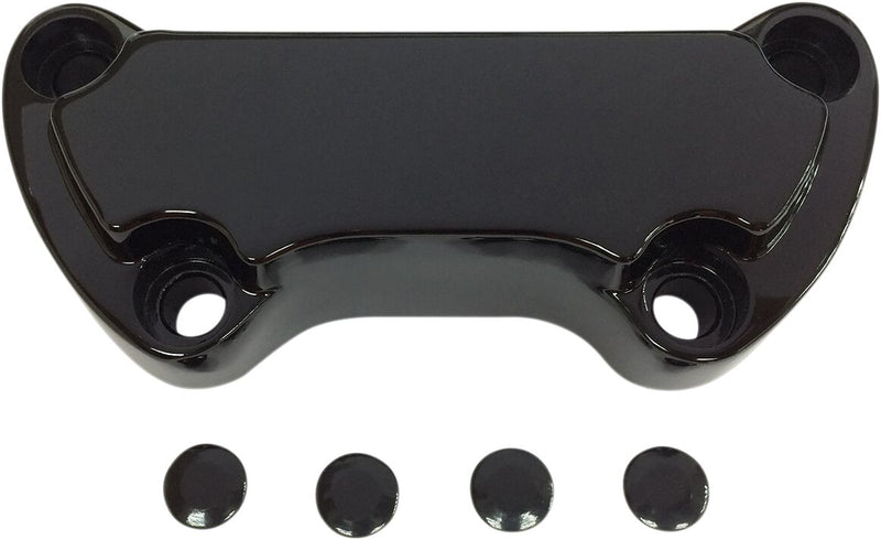 Drag Specialties Handlebar Clamp - Scalloped, Aluminum, Each - Black / Gloss for Harley-Davidson Softail, Sportster, Dyna & FXR 1972-2008