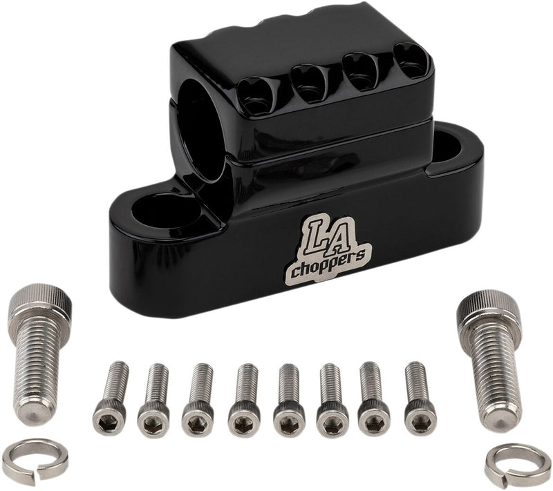 LA Choppers Kage Fighter Handlebar Clamp - Billet Aluminum, Each - Black / Gloss