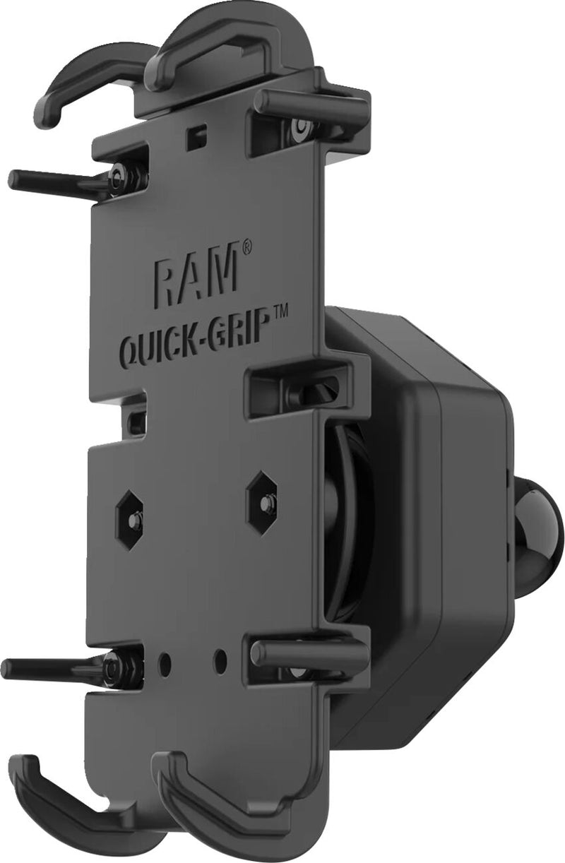 RAM Mounts Quick Grip™ Phone Holder with Ball Quick-Grip™ Vibe Safe™ Cradle Black Flat Anti-Vibration Universal Composite