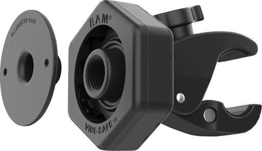 RAM Mounts Tough-Claw™ Small Clamp Base with Vibe-Safe™ Adapter Vibe Safe™ Black Powder-Coated Anti-Vibration Mounting Composite