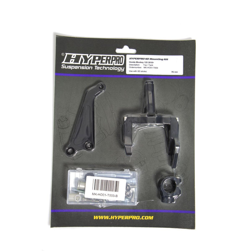 Hyperpro Steering Damper Mounting Kit for 2018-2022 HONDA Z 125 Black Aluminium #MK-HO01-T003-B