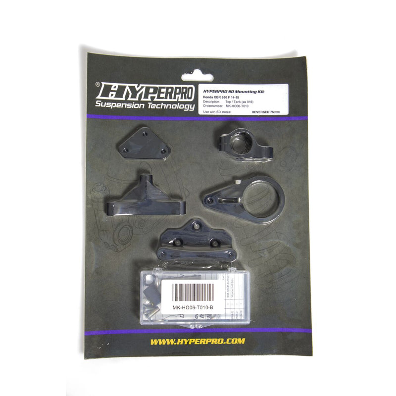 Hyperpro Steering Damper Mounting Kit for 2014-2018 HONDA CB 650 F Black Aluminium #MK-HO06-T010-B
