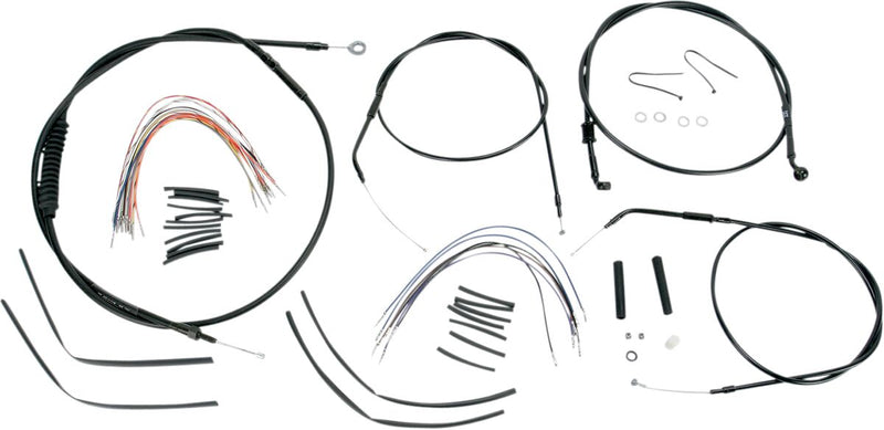 Burly Brand Complete Black Vinyl Handlebar Cable/line Kit for Ape Hangers - Each, Alternate Length /  Braided, Brake Line /  Clutch Line /  Thrott for Harley-Davidson Sportster 200
