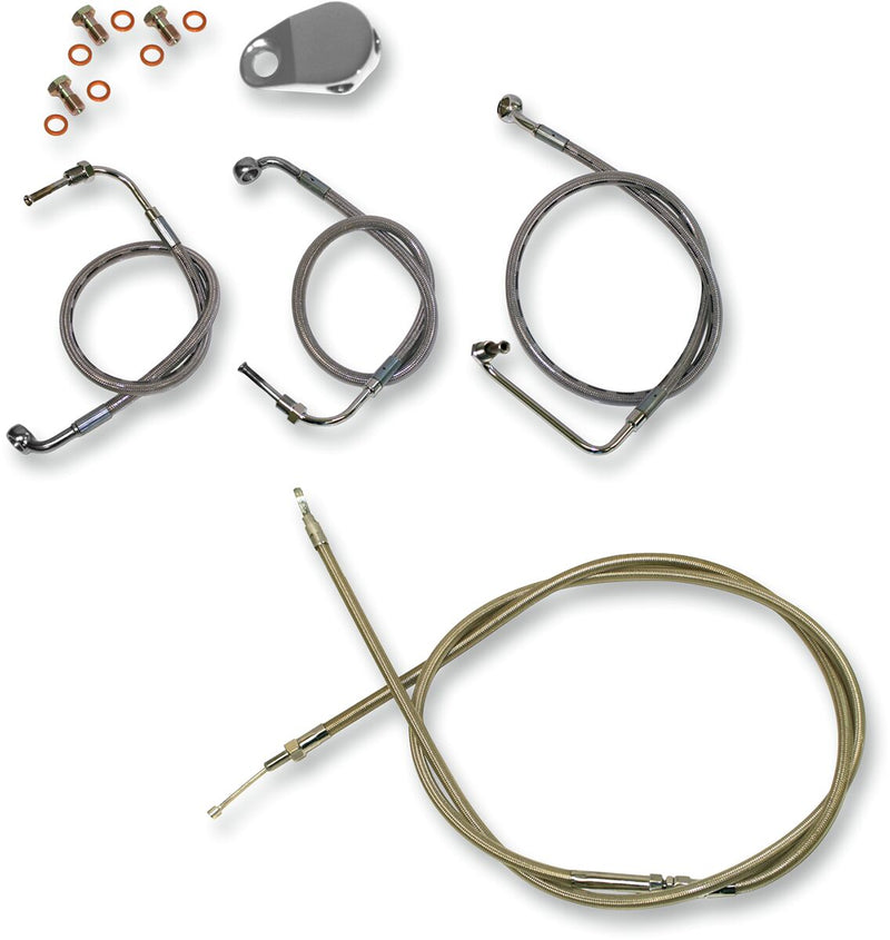 Standard Stainless Braided Handlebar Cable/Brake Line Kit Touring Clear-Coated| Natural