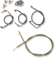 Standard Stainless Braided Handlebar Cable/Brake Line Kit Touring Clear-Coated| Natural #LA-8010KT-16