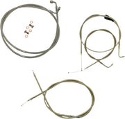 Standard Stainless Braided Handlebar Cable/Brake Line Kit Classic, Touring Clear-Coated| Natural #LA-8005KT-16