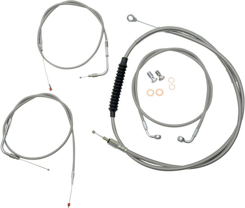 Standard Stainless Braided Handlebar Cable/Brake Line Kit Softail Clear-Coated| Natural #LA-8100KT-19