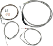 Standard Stainless Braided Handlebar Cable/Brake Line Kit Softail Clear-Coated| Natural