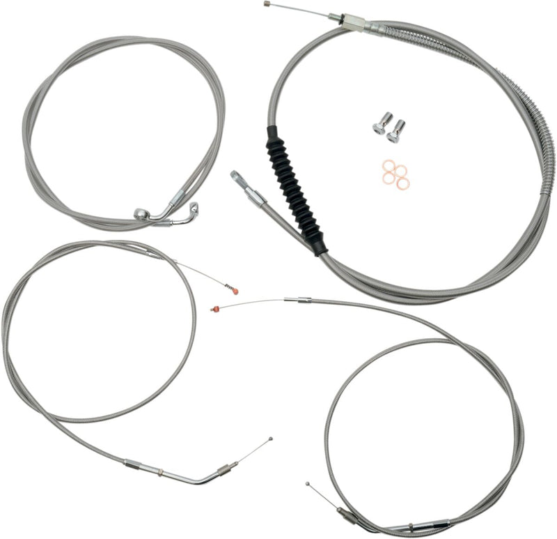 Standard Stainless Braided Handlebar Cable/Brake Line Kit Sportster Clear-Coated| Natural #LA-8300KT-13