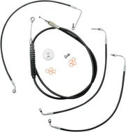 Standard Black Vinyl Braided Handlebar Cable/Brake Line Kit Touring Natural Fitment Harley-Davidson