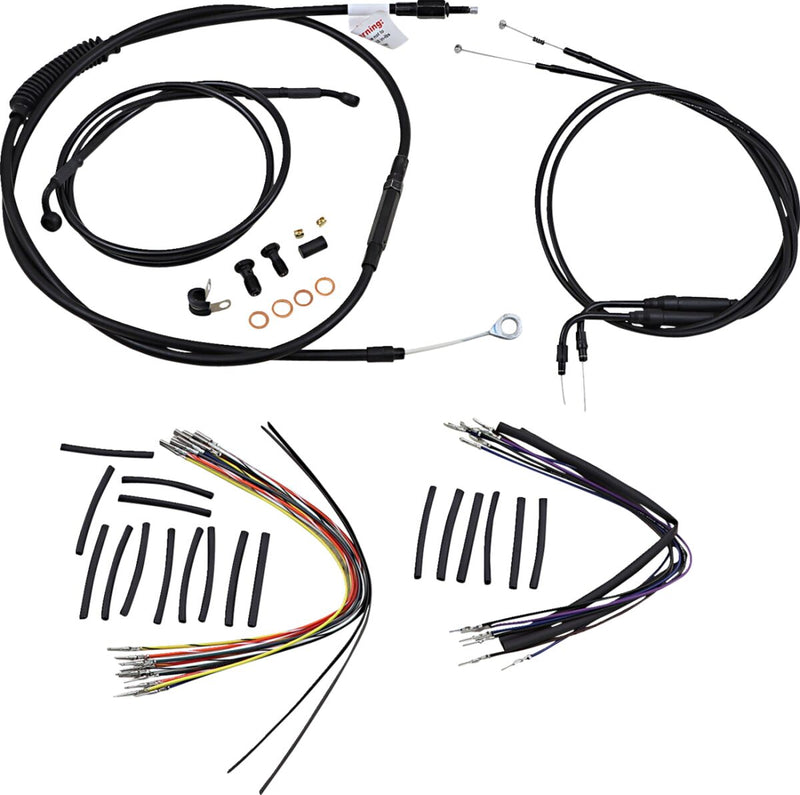 Burly Brand Complete Black Vinyl Handlebar Cable/line Kit for Ape Hangers - Alternate Length /  Braided, Each, Brake Line /  Clutch Line /  Throttle for Harley-Davidson Softail 200