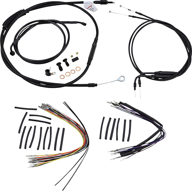 Burly Brand 14 Inch Apehanger Cable/Line Kit in Black For 2000-2006 FLST Without ABS Models