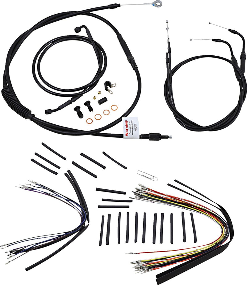 Burly Brand Complete Black Vinyl Handlebar Cable/line Kit for Ape Hangers - Brake Line /  Clutch Line /  Throttle Cable /  Wiring Extension, Each, A for Harley-Davidson Softail 200